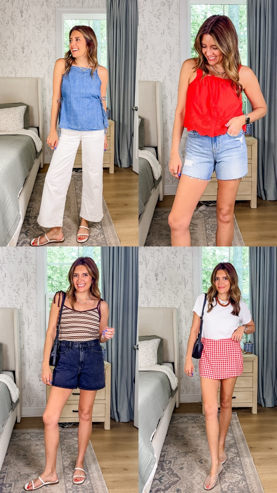 50% off old navy ends today!! Old navy Memorial Day weekend outfits. Millennial mom style for summer! I’m 5’7” and a typical 4 wearing a small in all. 4 in black shorts, 2 in blue denim shorts.

#LTKOver40 #LTKTall #LTKSaleAlert