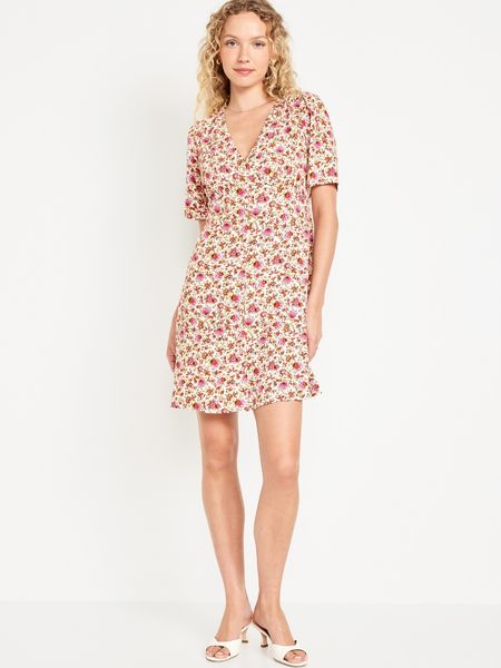 Button-Down Crepe Mini Dress | Old Navy (US)