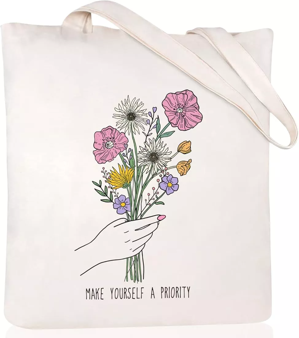  Andeiltech Canvas Tote Bag for Women Aesthetic Floral