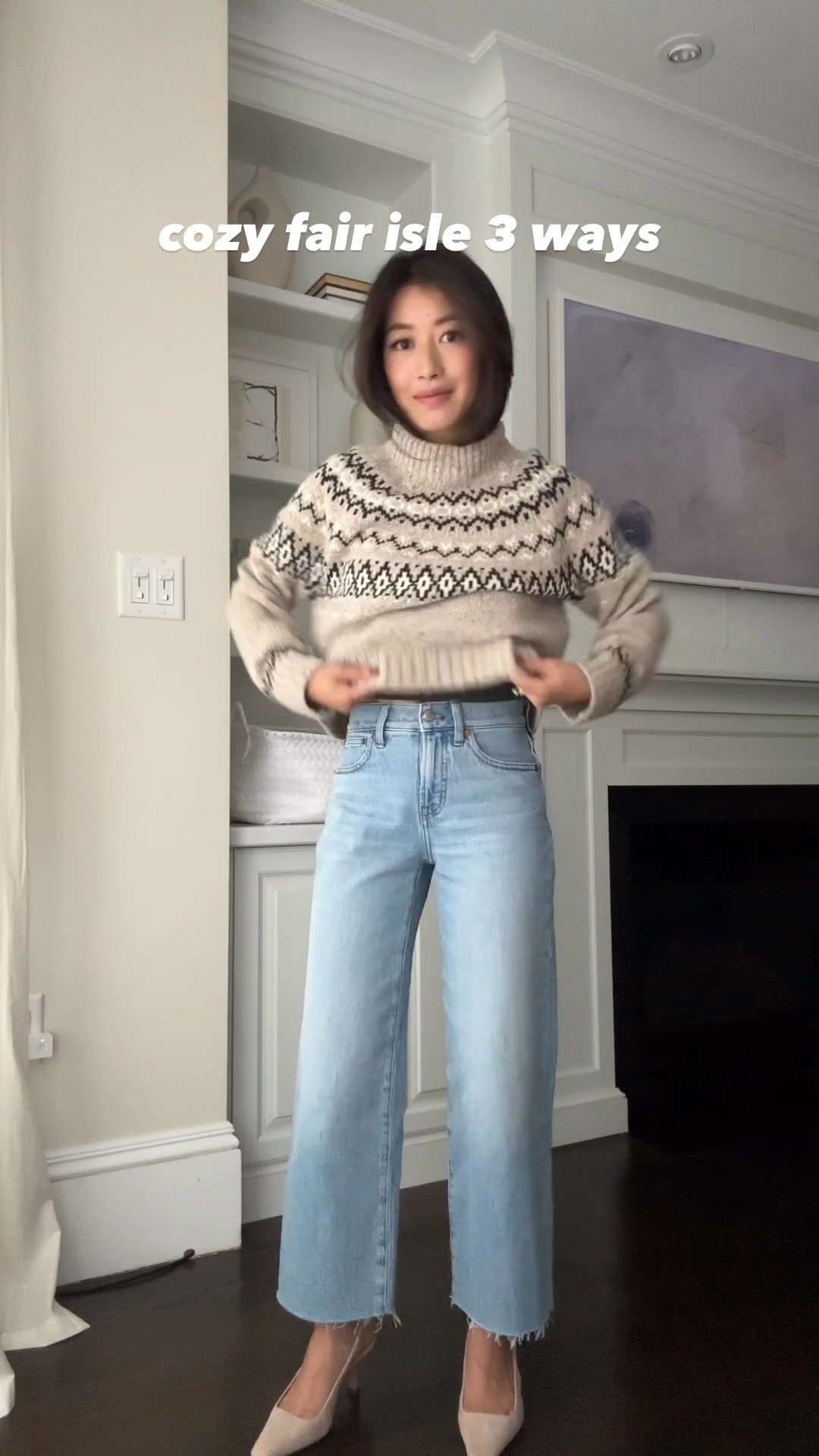 Love fair isle sweaters for this season! Linked exact and also a few similar sweaters in pretty color schemes on sale and in stock

• J. Crew Fair Isle sweater xxs 

• Madewell Perfect Vintage Wide Leg Crop Jeans in Altoona wash 24P - these are one of the best petite denim styles of all time, and on MAJOR sale right now! 

Would recommend the vintage Canvas cream color too.

• Quince Mongolian cashmere cropped tank top xs green

Look 1: lunch date or Christmas shopping 
• Levi’s Ribcage corduroy pants 24x27 - ultra high rise and pairs great with flats, sneakers, or a low heel. 

• Amazon “The Drop” suede brown ankle booties 5

• Madewell Essentials tote. Great staple on sale right now! Fits my laptop

Look 2: comfy workwear 
• Madewell Petite Slouchy straight pants in drapey twill 00P - these run pretty big, and have a looser, more relaxed fit. Like most Madewell pants these fit me big at the waist so I have them belted.   Size 00 petite measures 13.75” across waist, 10.5” rise, 27” inseam. I can wear these easily with flats! See older LTks for pics 

• Songmont medium song bucket bag
• Madewell Justine boots size 5. Comfy and well made with no breaking in needed. Lower heel than the Amazon and made in genuine suede so these are a great high-quality alternative to those. 

Look 3: holiday dinner party outfit  
• Quince 100% silk slip skirt in champagne size xs - this color is stunning! The xs measures 12.5” across the waist (elastic) and 28-29” in length. Worn with Uniqlo shaper shorts. 

• Old Zara shoes, linked similar

• J. Crew Berkeley suede bag


#LTKHoliday #LTKFindsUnder100 #LTKWorkwear