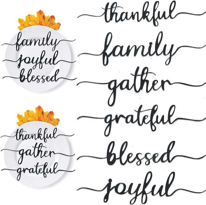 12 Pieces Thanksgiving Place Cutouts Thankful Acrylic Cutouts Grateful Thankful Blessed Gather Pl... | Amazon (US)