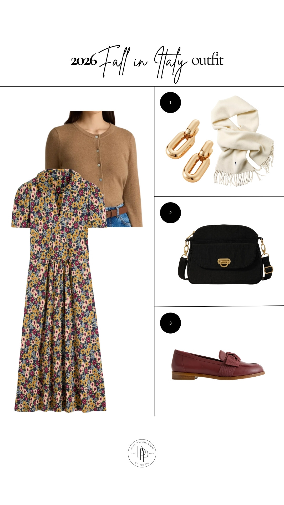 A floral dress, burgundy loafers, and a cozy cardigan make the prettiest fall outfit for Italy. 🇮🇹🍁 

 #LTKootd #LTKSeasonal #LTKSaleAlert