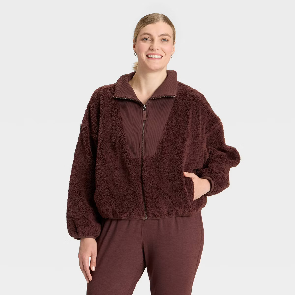 Women's High Pile & Ribbed Mix Jacket - All In Motion™ | Target