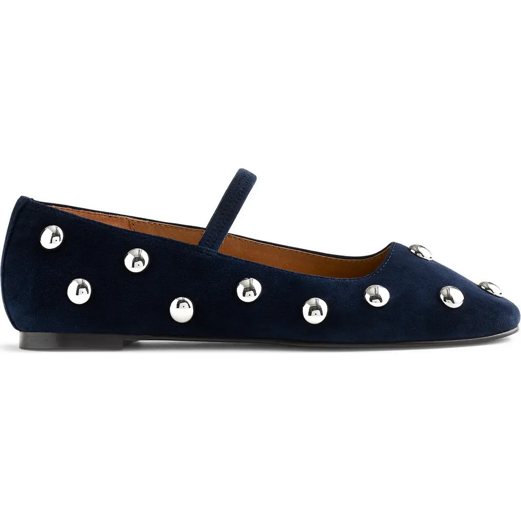 Madewell Greta Stud Embellished Mary Jane Flat in Deep Indigo at Nordstrom, Size 5.5 | Nordstrom