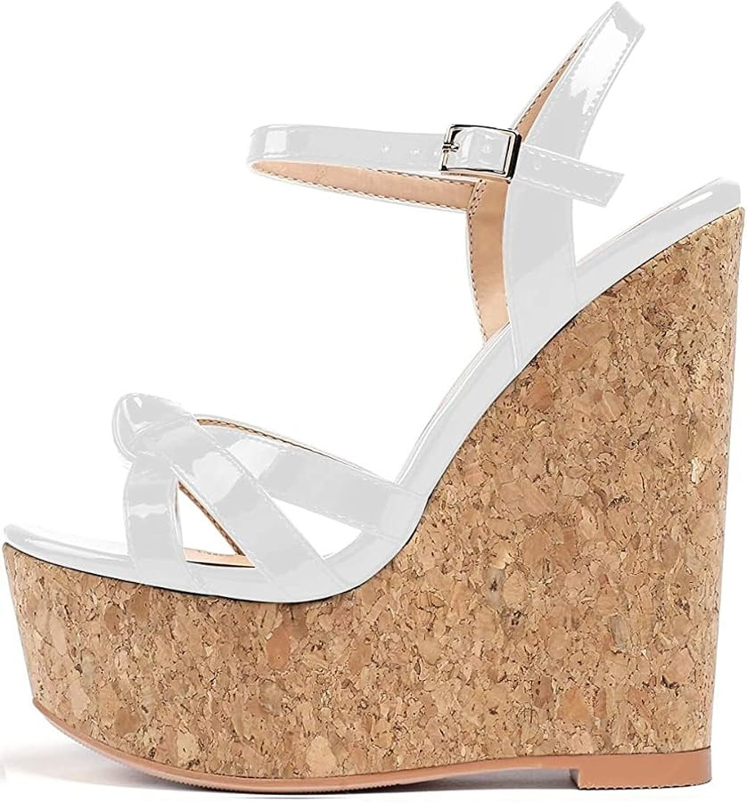 YODEKS Women's Platform Wedges Heel Sandals|High Heel Wedge Wodden Heel Sandals|Ankle Strip Open ... | Amazon (US)