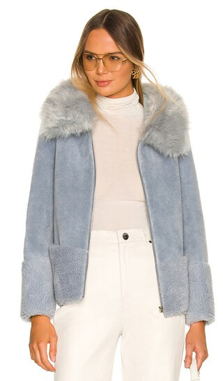 Maya Teddy Jacket in Pale Blue | Revolve Clothing (Global)