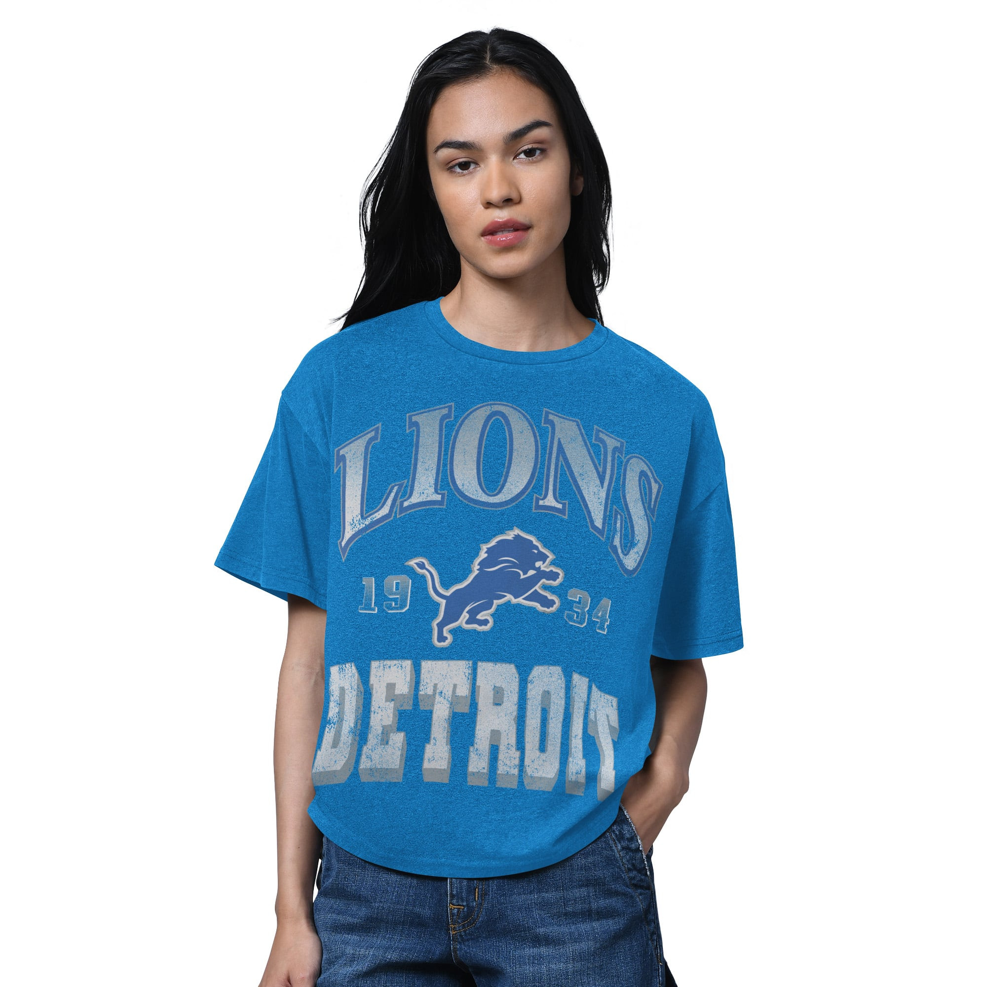 Women's Detroit Lions Starter Heather Blue Oversized Hall of Fame T-Shirt | NFL Shop