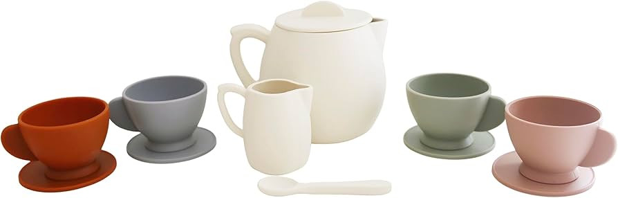 Marlowe & Co Silicone Tea Play Set for Children, 12 Piece Dishwasher Safe Tea Gift Set for Toddle... | Amazon (US)
