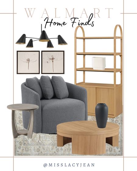 Walmart home finds include arched bookshelf, wall art, chandelier, accent chair, coffee table, area rug, side table, vase, fluted vase.

Home decor, Walmart finds, home accents, looks for less, neutral home

#LTKhome #LTKfindsunder100 #LTKstyletip