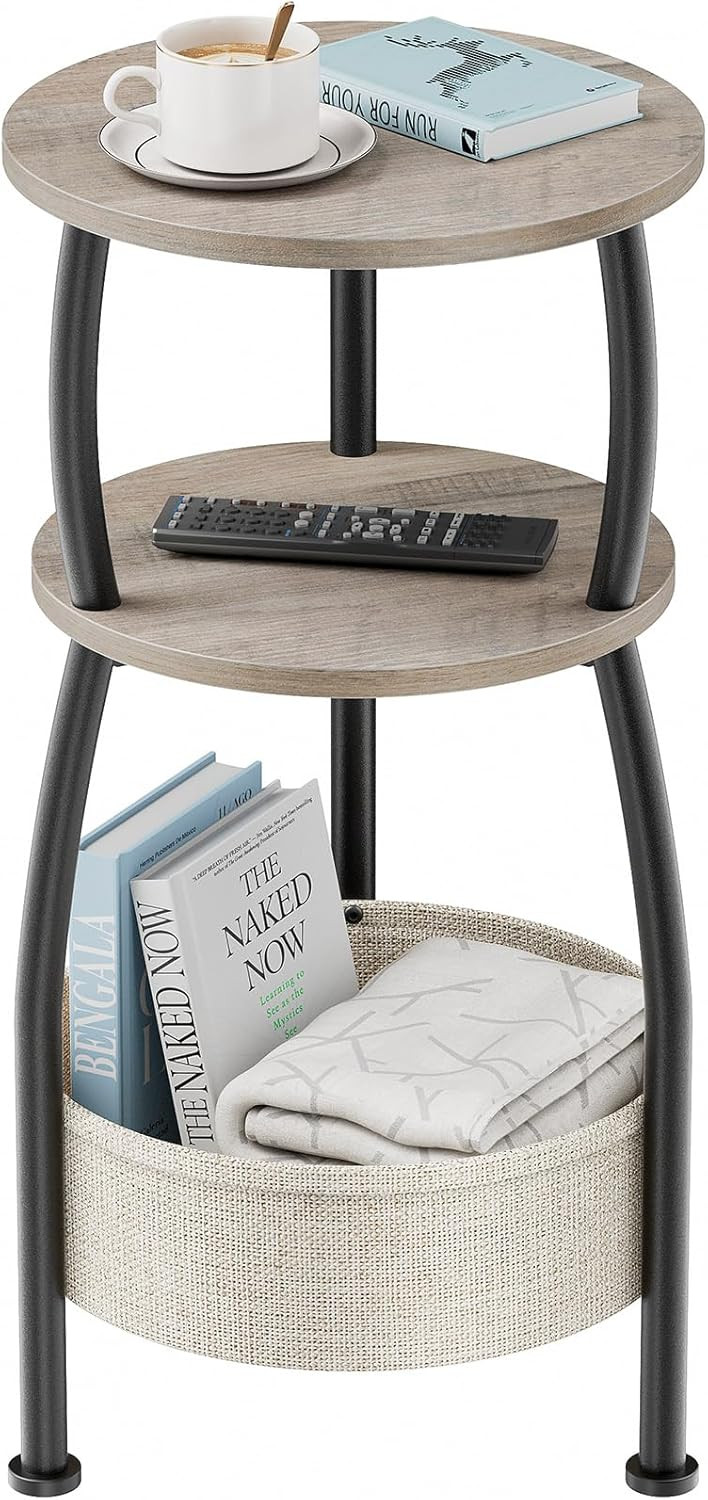 Round Side Table for Living Room with Storage Basket, 11.81in | Amazon (US)