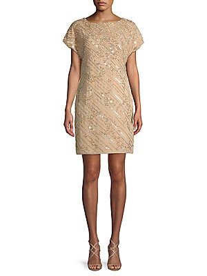 Bead & Sequin Short-Sleeve Sheath Dress | Saks Fifth Avenue OFF 5TH