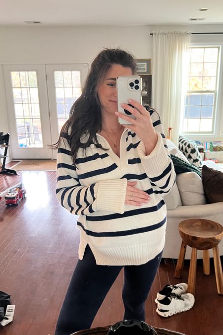 Maternity outfit travel outfit striped sweater lululemon leggings 

#LTKbump #LTKtravel #LTKshoecrush