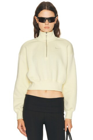 Nike 1/4 Zip Cropped Sweatshirt in Lemon | FWRD 