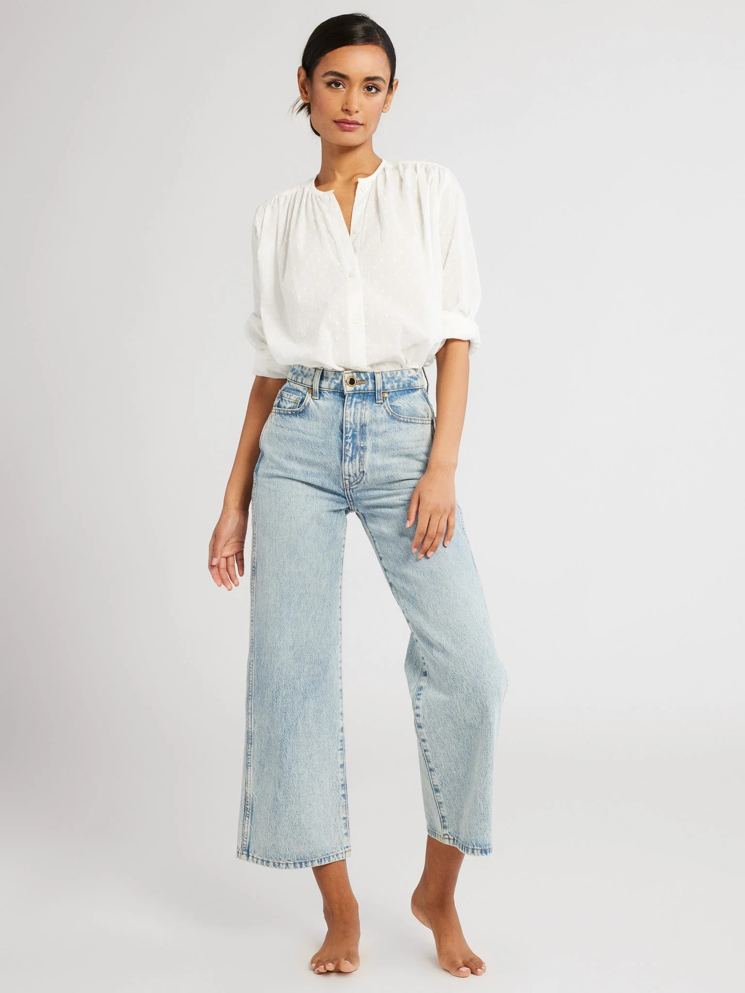 Shop Mille - Florian Top in Pearl Swiss Dot | Mille