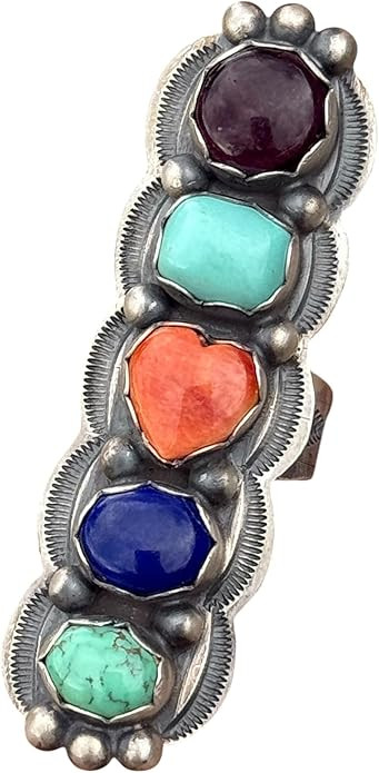 Navajo Sterling Silver Multi Stone Turquoise Spiny Oyster Ring Size 5.5 P Begay | Amazon (US)