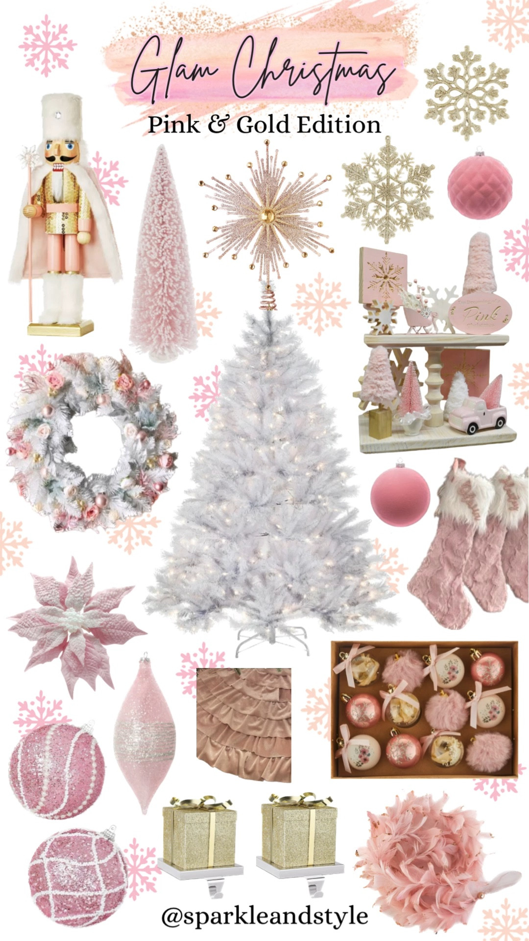 Glam Christmas: Pink & Gold Edition 🩷🤍

Christmas decor, Christmas tree, Christmas ornaments, Christmas ribbon, Christmas tree skirt, christmas stocking, Christmas wreath, Christmas tree topper, Christmas stocking holder, pastel pink, gold, and white Christmas decor, white Christmas tree, pink and white nutcracker, pastel Christmas ornaments, pink velvet ornaments, pink ruffle Christmas tree skirt, pink, white, and gold christmas stocking, pink and gold ornaments, pink and gold Christmas tree topper, pastel pink bottle brush trees, pink and gold Christmas tree garland, pink, white, and gold Christmas wreath, pink and white poinsettia, floral ornaments, gold present stocking holders, pink pearl ornaments, gold snowflake ornaments, home interior, home decor, home accessories, home decoration, glam Christmas decor, girly girl Christmas, Luxe Christmas, elegant Christmas, classy Christmas, Christmas tree decorations, Christmas decorations

#LTKHoliday #LTKhome #LTKSeasonal