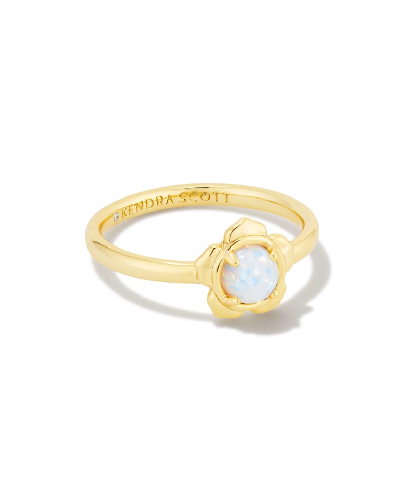 Susie Gold Band Ring in Bright White Kyocera Opal | Kendra Scott