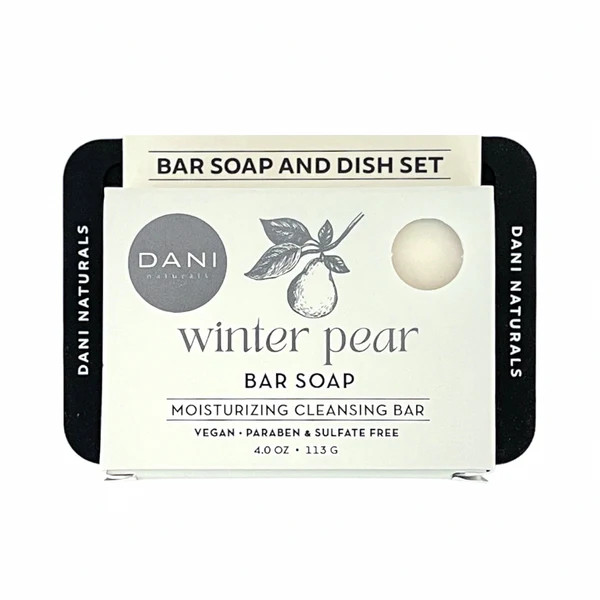 Holiday Gift Set - Bar Soap and Silicone Dish, Winter Pear | DANI Naturals