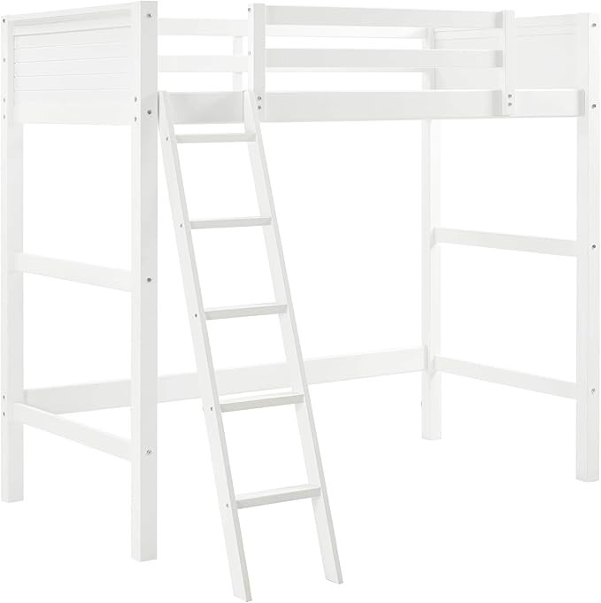 DHP Moon Bay Loft Bed, Twin, White, Space-Saving Design, Pine Wood Construction | Amazon (US)