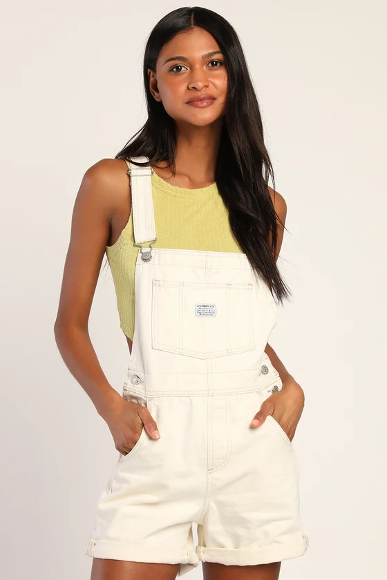 Vintage Shortall Cream Denim Overalls | Lulus (US)