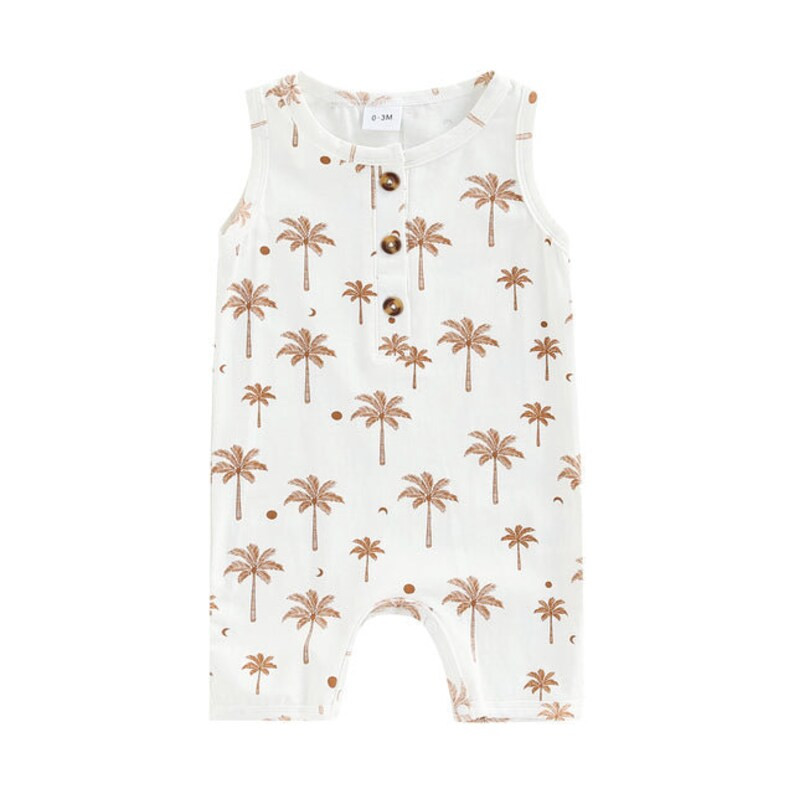Baby Boys Palm Tree Romper in White & Gold, Baby Boys Romper, Baby Boys Palm Tree Romper, Baby Bo... | Etsy (US)