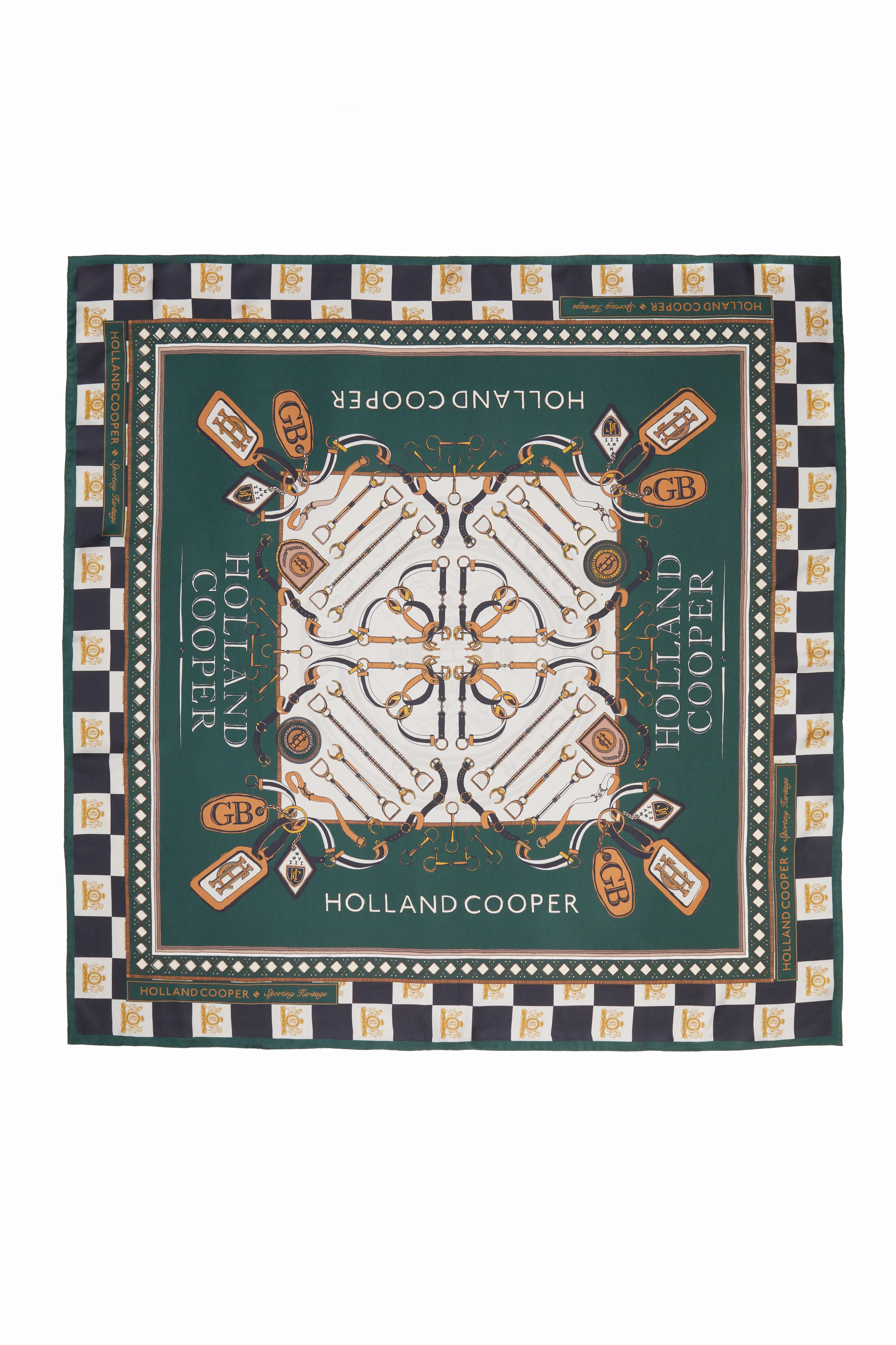 Stirrup Silk Scarf (Black Emerald) | Holland Cooper