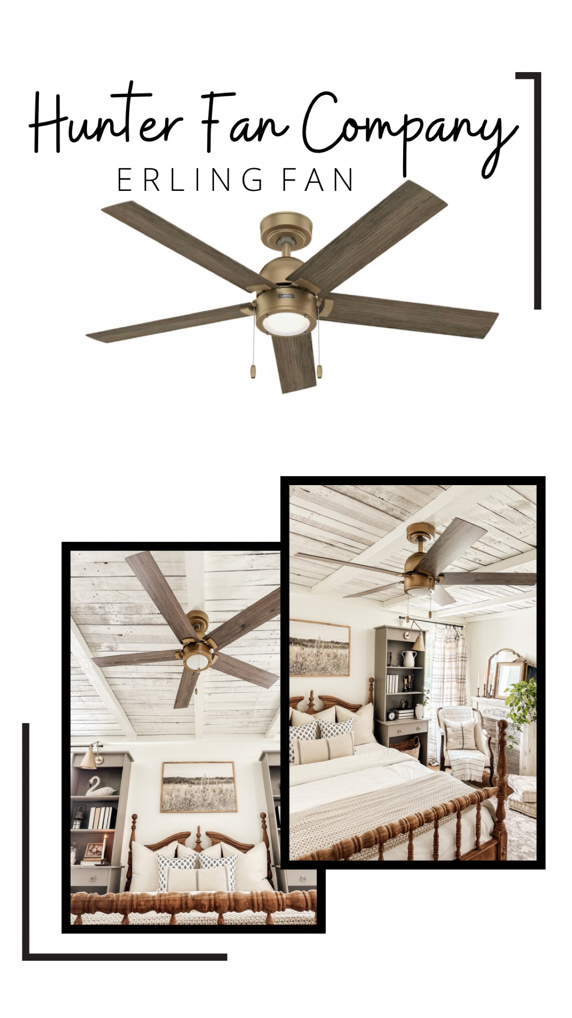 Just couldn’t take these hot Southern nights anymore! Changed out my chandelier for this beautiful ceiling fan from Hunter Fan Company and have NO regrets! Love the luxe gold finish! 

#cottagesandbungalows #southernlivingmag #americanfarmhouse #cottagestyle #countrylivingmag #betterhomesandgardens #mybhg #returninggracedesigns  #americanfarmhousestyle
#vintagefarmhouse #vintagestyle #viralreels #fixerupperstyle #cottagestyle 
#targetstyle #studiomcgee #magnolianetwork #neutraldecor #countrysamplerfarmhousestyle #countrysamplermagazine #masterbedroom #bedroomrefresh #bedroomdecorating #itsahunter #surespeed 

#LTKhome #LTKSeasonal