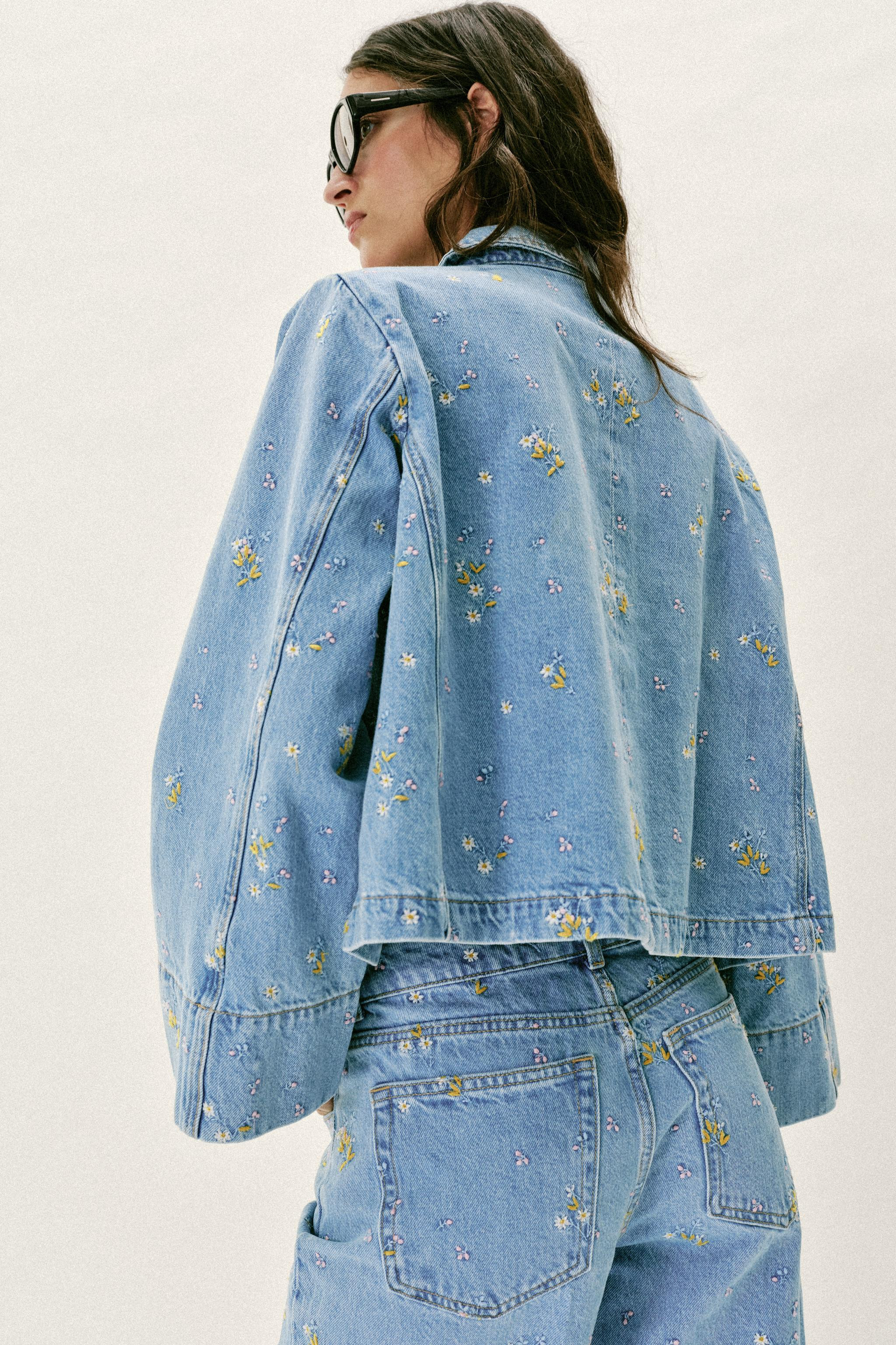 Z1975 EMBROIDERED FLORAL DENIM JACKET SET | Zara UK