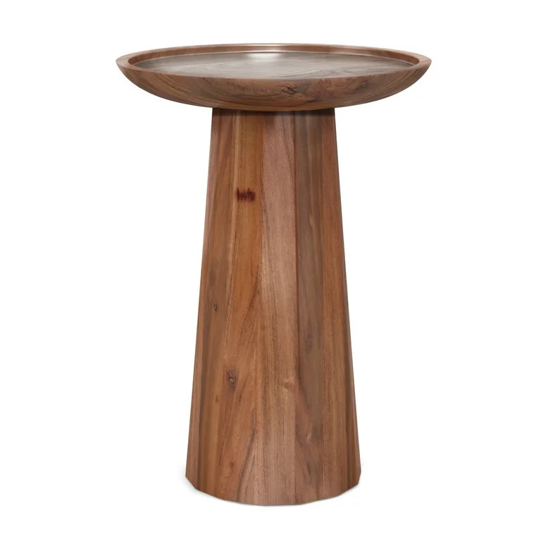 Dayton SOLID ACACIA WOOD 13 inch Wide Round Contemporary Wooden Accent Table in Light Cognac, Ful... | Walmart (US)