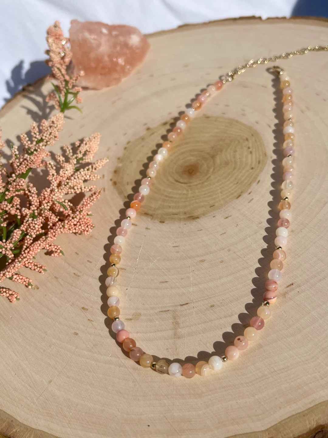 The Peachy Gleam Necklace // Botswana Agate // Gemstone // 14k Gold Filled // Choker Necklace // ... | Etsy (US)