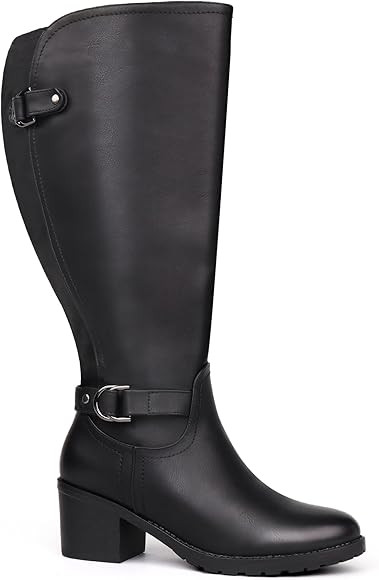 Chicblooms Damen-Reitstiefel mit weitem Schaft und kniehohem Absatz, seitlichem Reißverschluss u... | Amazon (DE)