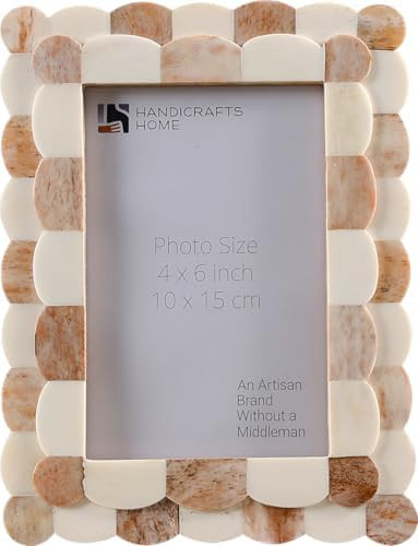Handicrafts Home 4 by 6 Brown Picture Frame, Handmade Scallop pattern Bone inlay Photo Frame for ... | Amazon (US)