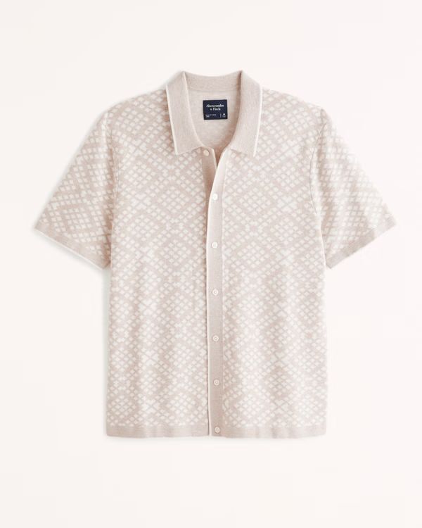 Geometric Button-Through Sweater Polo | Abercrombie & Fitch (US)