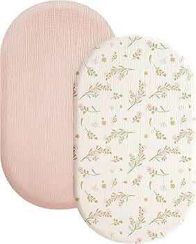 Konssy 2 Pack Muslin Fitted Bassinet Sheets for Baby Girl Boy, Soft Breathable Baby Bassinet Shee... | Amazon (US)