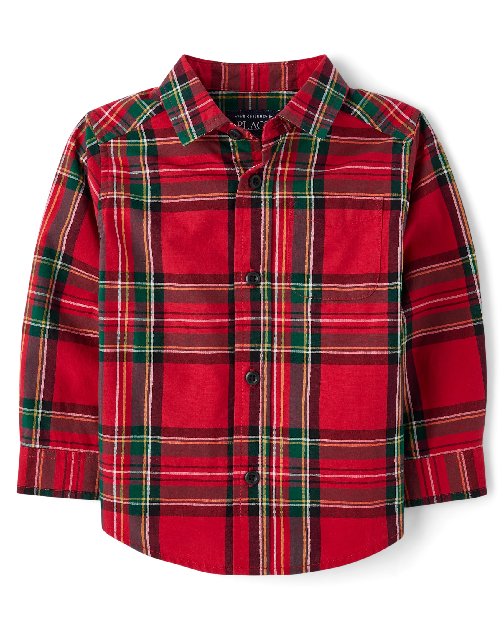 Baby And Toddler Boys Dad And Me Print Poplin Button Up Shirt - classicred | The Children's Place
