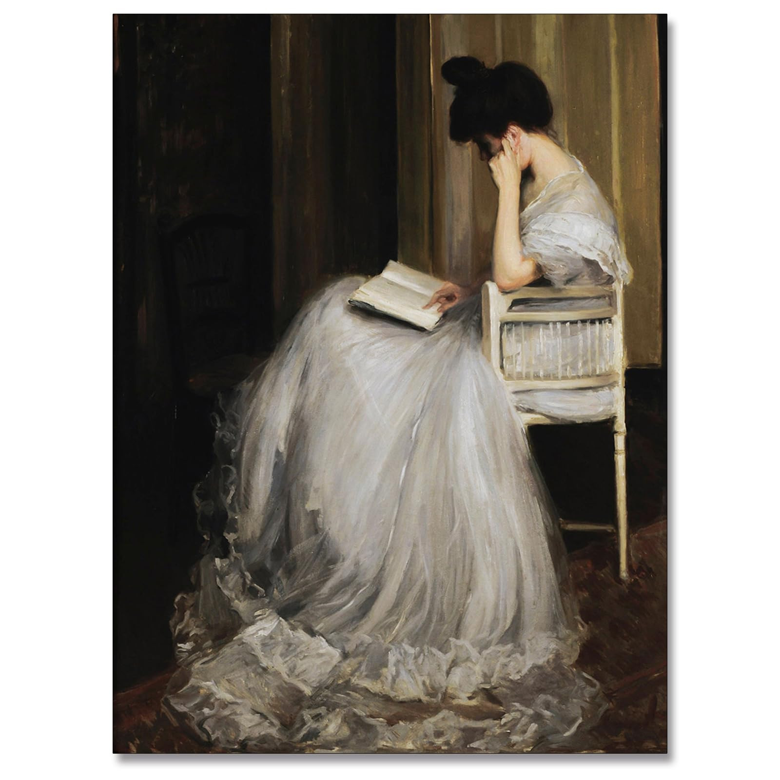 uoyien Vintage French Victorian Wall Art Famous Artwork Woman Reading Portrait Oil Painting Dark ... | Amazon (US)