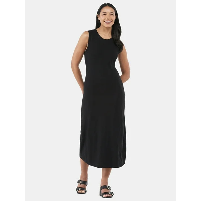 Time and Tru Women's and Women's Plus Slub Cotton Tank Midi Dress, Sizes XS-XXXL | Walmart (US)