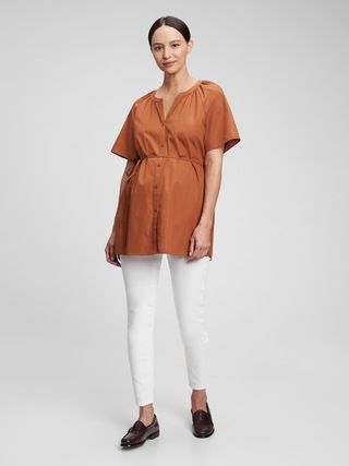 Maternity Button-Front Tie Top | Gap (US)