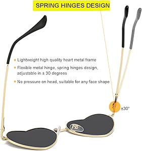 JOVAKIT Polarized Heart Sunglasses for Women Fashion Lovely Style Metal Frame UV400 Protection Le... | Amazon (US)