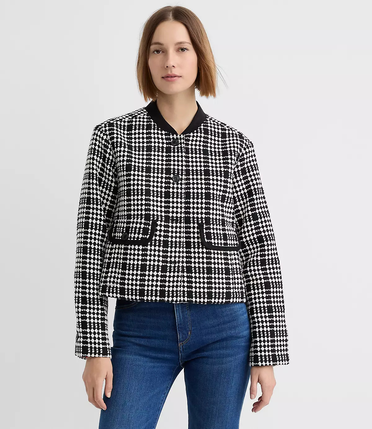 Checked Swing Jacket | LOFT