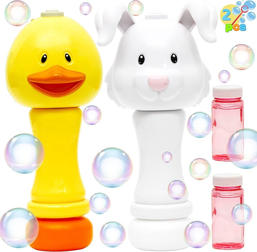 JOYIN 2 Packs Duck Bunny Bubble Wands with 2 Bottle of Bubble Solution (50ml) for Kids & Toddlers... | Amazon (US)