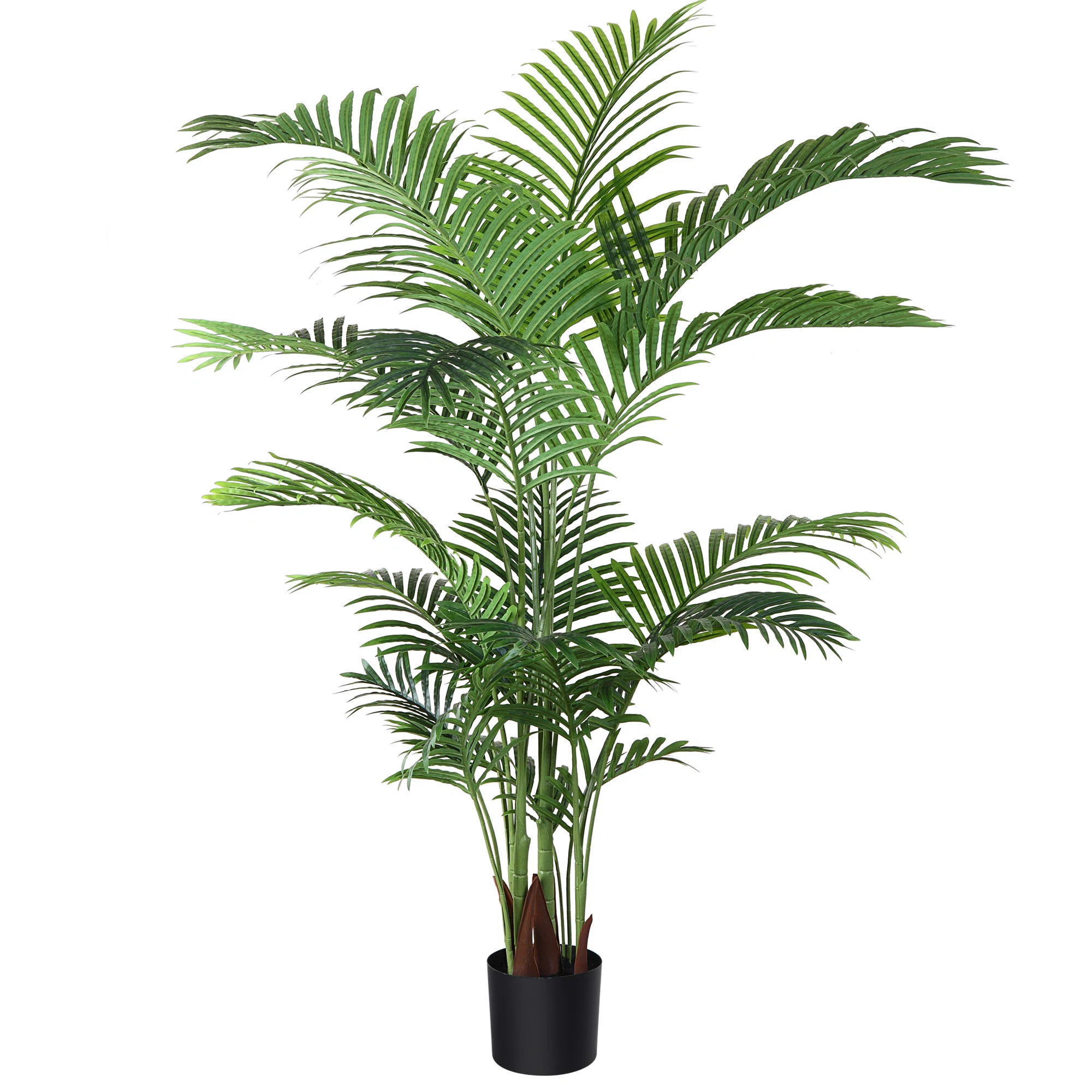 Adcock Artificial 63in Palm Tree in Black Pot, UV Resistant Faux Green Areca Palm Plant for Home ... | Wayfair North America