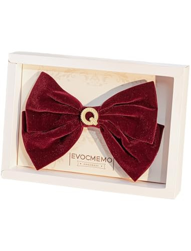 Velvet Hair Bows, Hair Clips for Women, Hair Accessories for Girls, Hair Ribbon Barrettes with Pearl Monogrammed Accessories, Personalized Gifts for Wedding Birthday Xmas Valentines(Burgundy,Q) | Amazon (US)
