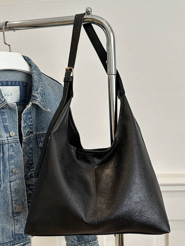 1pc Fashionable Solid Color Commuting Tote Bag, Minimalist Niche Design Underarm Bag, Large Capac... | SHEIN