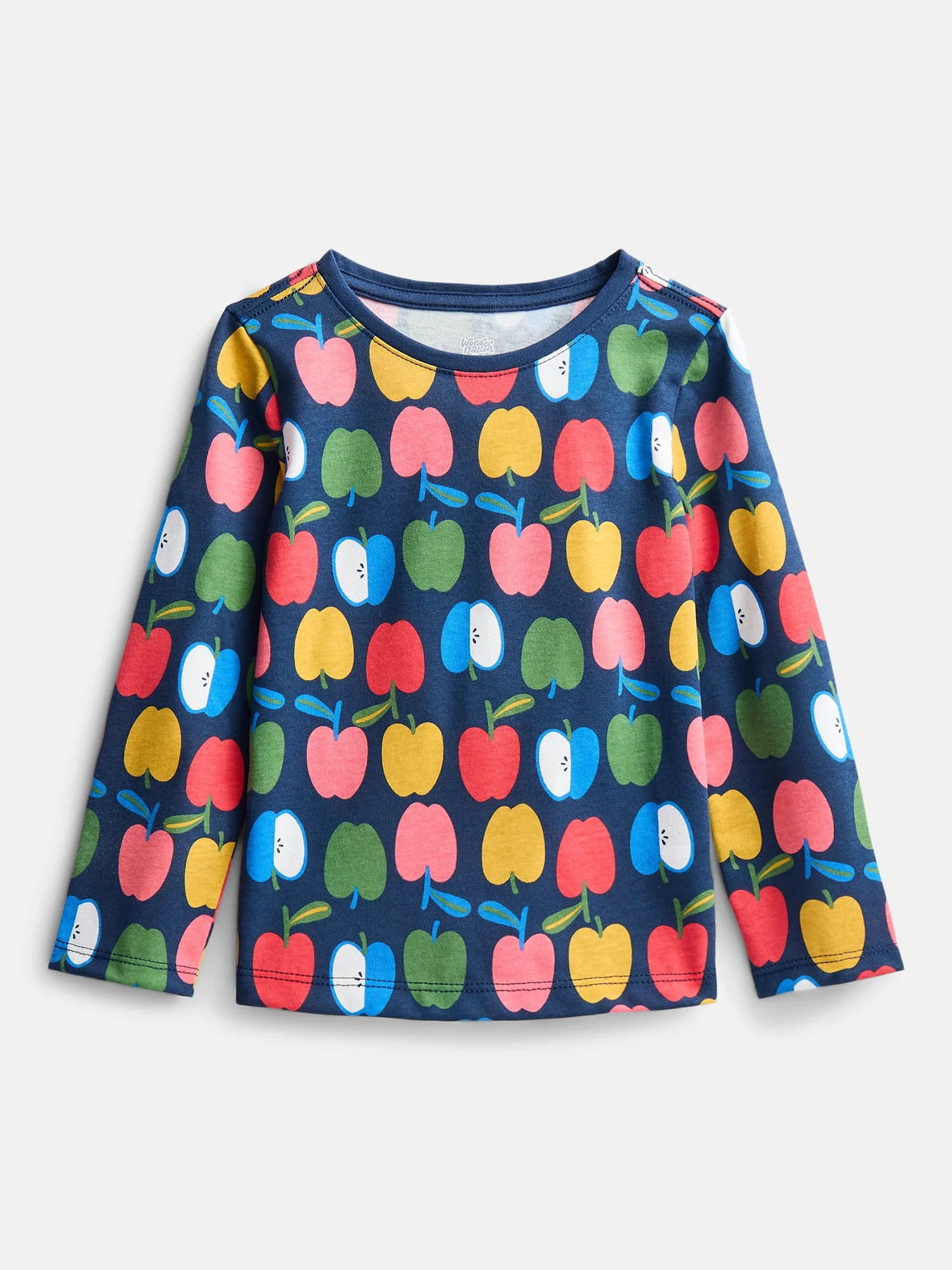 Wonder Nation Baby and Toddler Girls' Crewneck Tee with Long Sleeves, Sizes 0M-5T | Walmart (US)