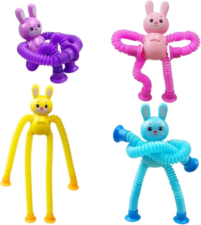 Pinkiwine 4 Pack Easter Bunny Suction Cup Pop Tubes Toys Sensory Fidget Toys for Kids Boys Girls ... | Amazon (US)