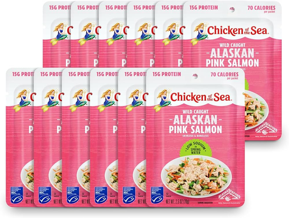 Chicken of the Sea Pink Salmon, Wild Caught, Skinless & Boneless, Low Sodium, 2.5 oz. Packet (Box... | Amazon (US)