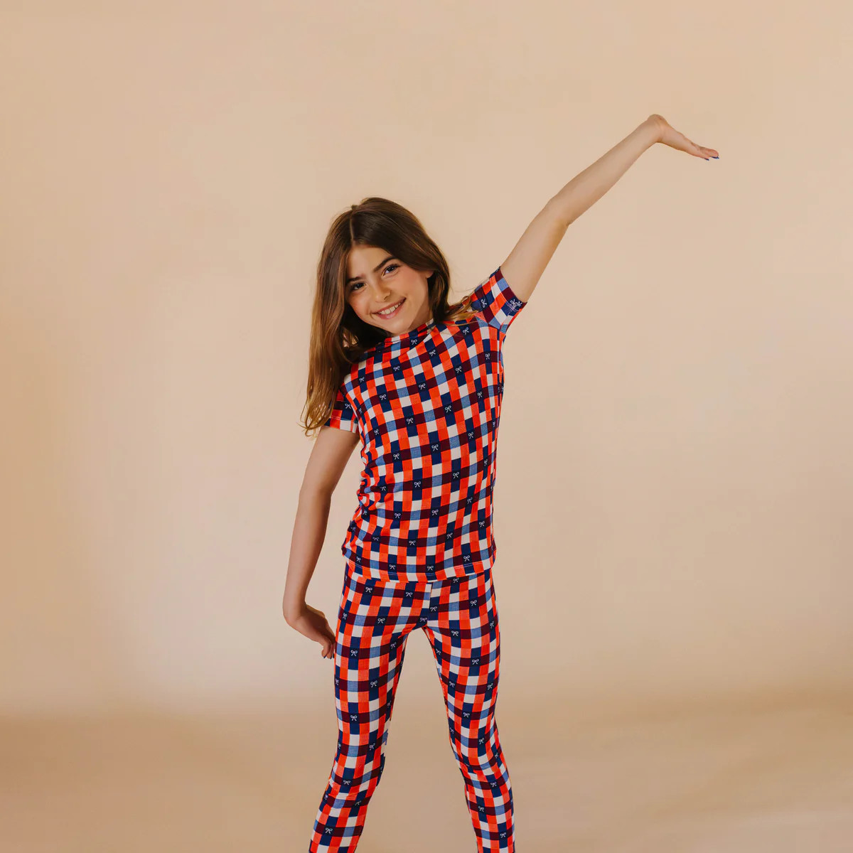 Gingham Bow Kids Bamboo Pajama Set | Staykation | Staykation