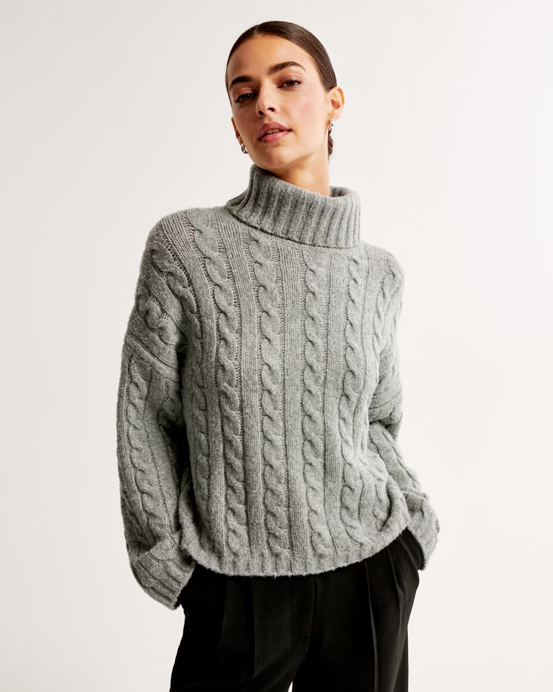 Women's Cable Wedge Turtleneck Sweater | Women's Tops | Abercrombie.com | Abercrombie & Fitch (US)