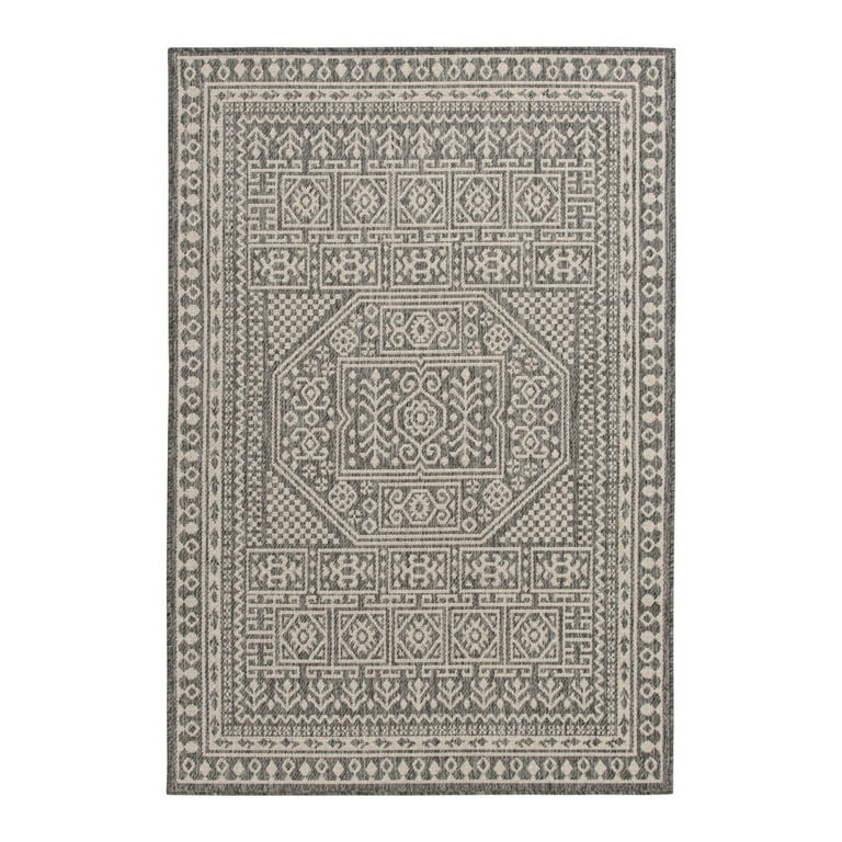 Mainstays 5'x7' Grey Medallion Outdoor Area Rug | Walmart (US)